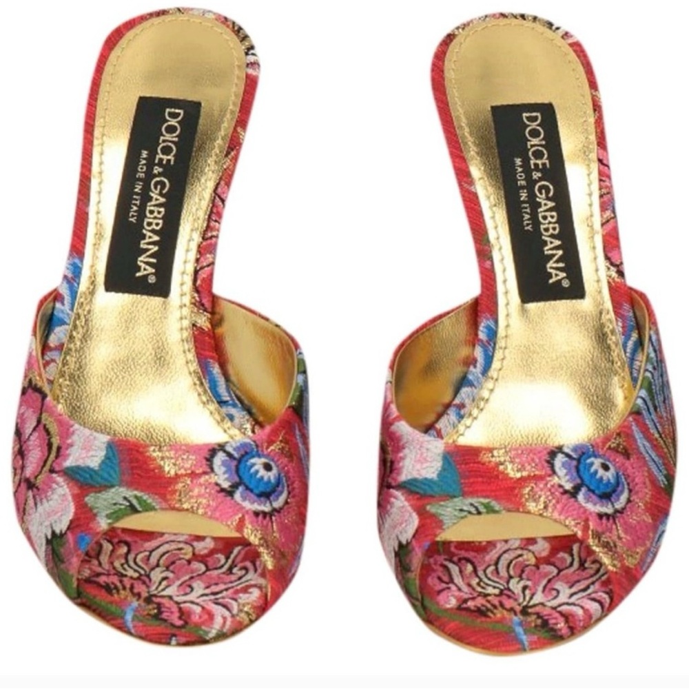 Dolce & Gabbana Women's Floral Red and Gold Heels